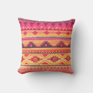 African watercolor, vibrant pattern cushion