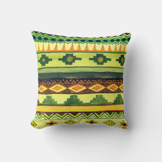 African watercolor, vibrant pattern illustration. cushion