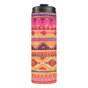 African watercolor, vibrant pattern thermal tumbler