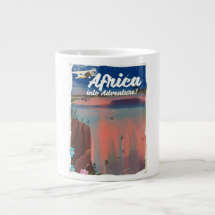 African Waterfall Adventure poster Large Coffee Mug