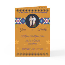 African Wedding Invitation | Gold & Kente Pattern 