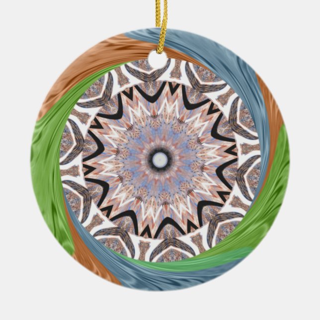 African Whirl Art Print Ceramic Tree Decoration (Front)