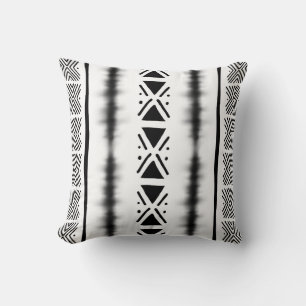 African White Mud Cloth Inspired Throw Pillow