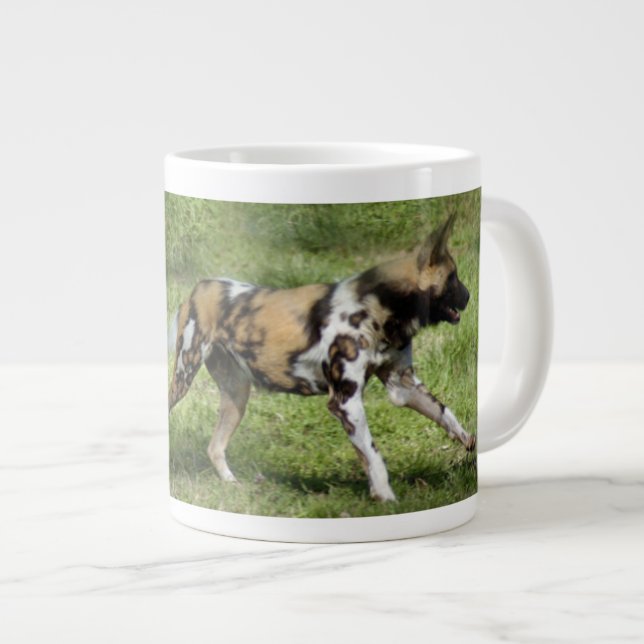 african-wild-dog-004 large coffee mug (Front Right)