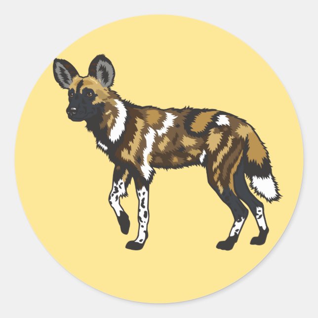 African wild dog classic round sticker (Front)
