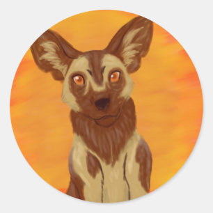 African Wild Dog Classic Round Sticker