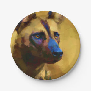 African Wild Dog Paper Plate