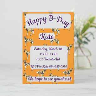 African Wild Dogs Happy Birthday Invitation