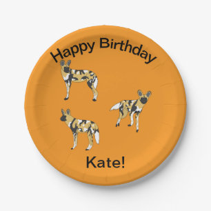 African Wild Dogs Paper Plate
