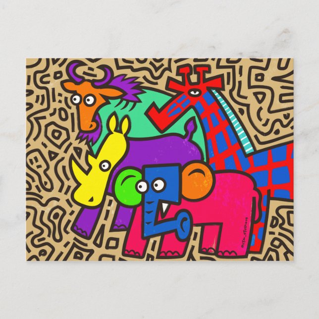 African Wildlife Art Postcard (Front)