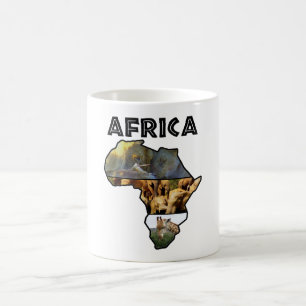 African Wildlife Continent Black Collage Coffee Mug