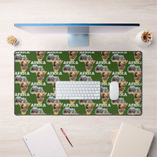 African Wildlife Continent Collage Desk Mat