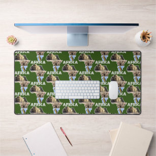 African Wildlife Continent Collage Desk Mat