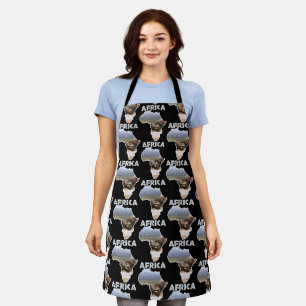 African Wildlife Continent White Text Elephant Tug Apron
