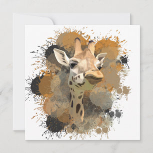 African Wildlife Giraffe Abstract Paint Splatter