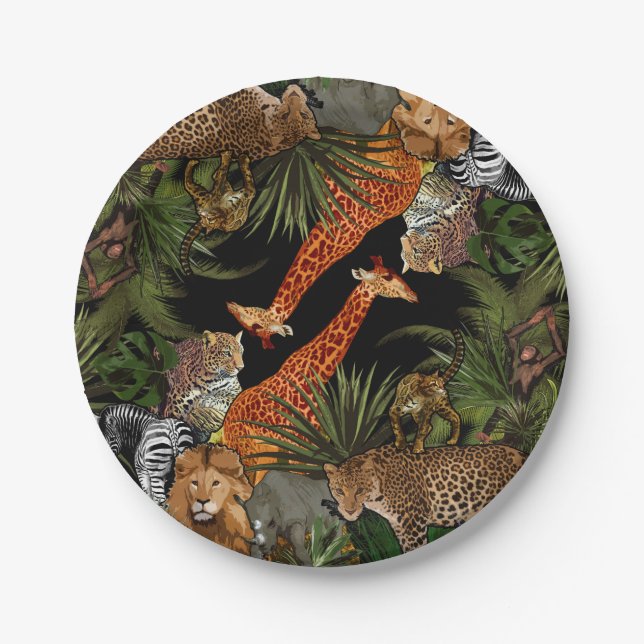 African wildlife Paper Plate (Front)