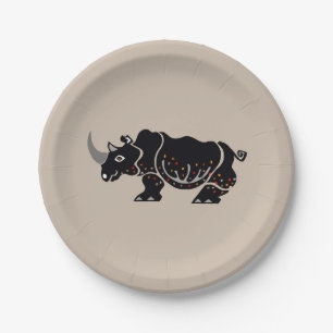 African Wildlife - RHINOCEROS-Safari animal Party Paper Plate