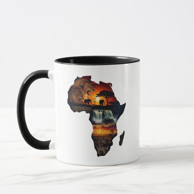 African Wildlife Safari Collage Mug (Left)
