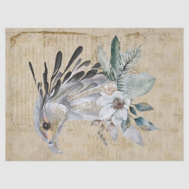 African Wildlife Secretary Bird Portrait Theme Tissue Paper (Front)