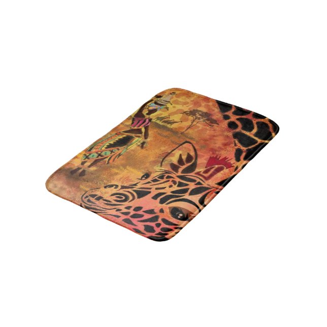 African Woma and Giraffe Bath Mat (Angled)
