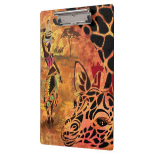 African Woman and Giraffe Clipboard