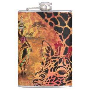African Woman and Giraffe Flask