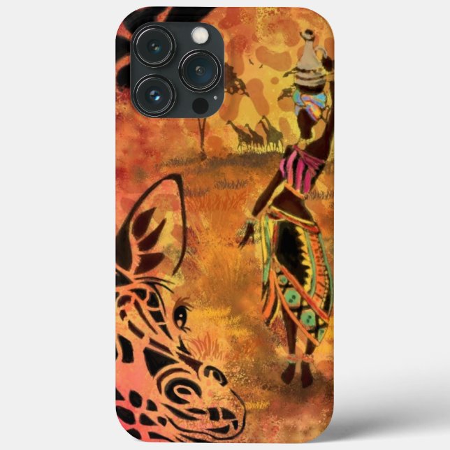 African Woman and Giraffe iPhone Case (Back)