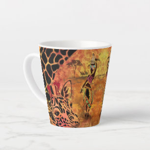 African Woman and Giraffe Latte Mug