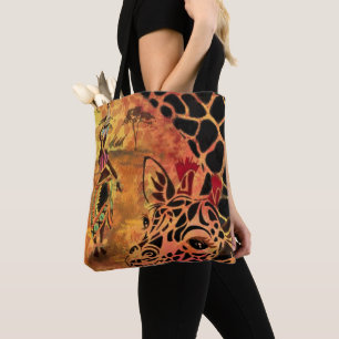 African Woman and Giraffe Tote Bag