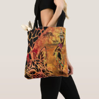 African Woman and Giraffe Tote Bag