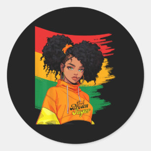 African Woman Black History Month Juneteenth Afro  Classic Round Sticker