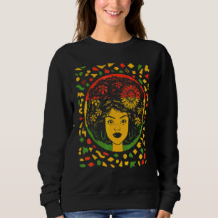 African Woman Black History Month With Flowers Sweatshirt