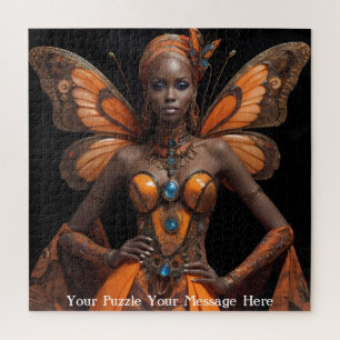African Woman Butterfly Dress Jigsaw Puzzle