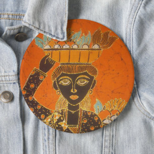 African Woman Carrying Basket Art Print 6 Cm Round Badge