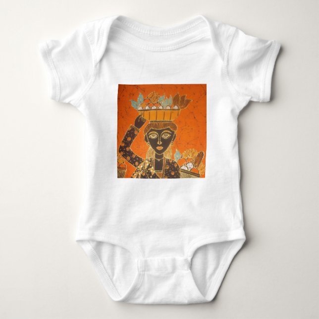 African Woman Carrying Basket Art Print Baby Bodysuit (Front)