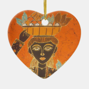 African Woman Carrying Basket Art Print Ceramic Tree Decoration
