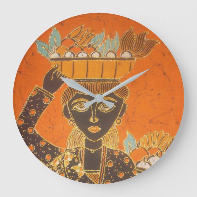 African Woman Carrying Basket Art Print Large Clock (Front)