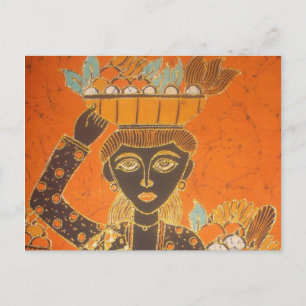 African Woman Carrying Basket Art Print Postcard