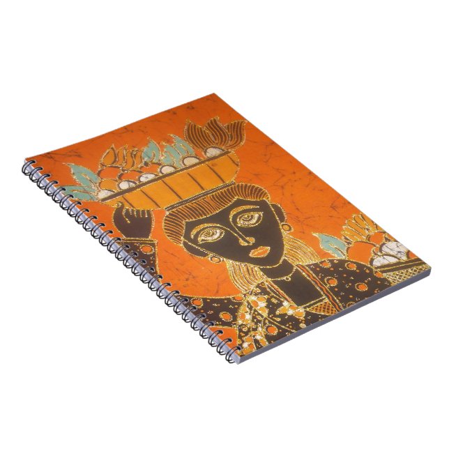 African Woman Carrying Basket Art Print Spiral Notebook (Right Side)
