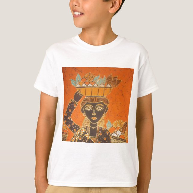 African Woman Carrying Basket Art Print T-Shirt (Front)