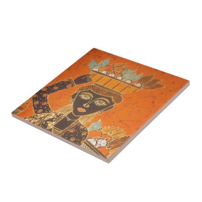 African Woman Carrying Basket Customise Product Tile (Side)