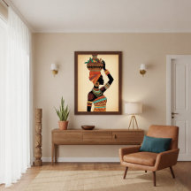 African Woman Carrying Pot Tribal Art