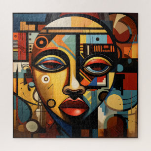 African Woman Cubism Jigsaw Puzzle