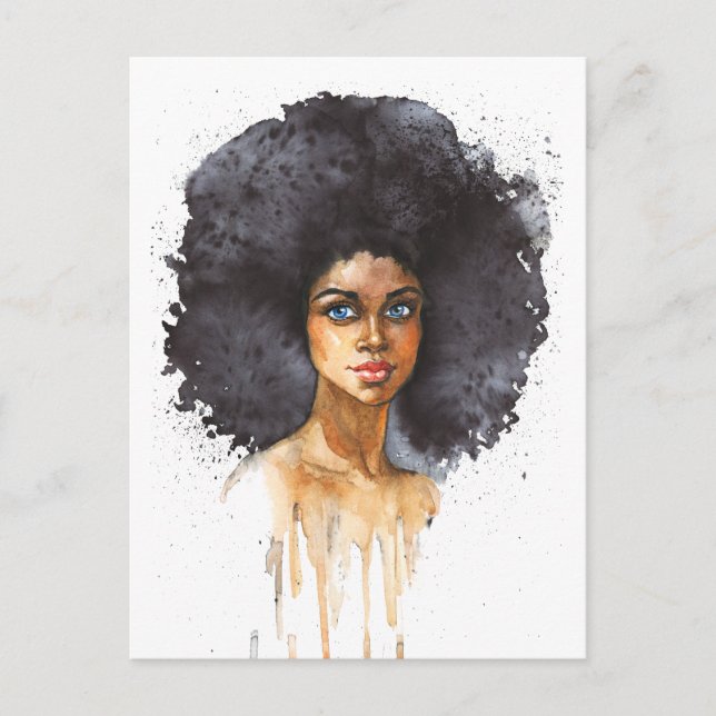 African woman. Fashion portrait, watercolor Postcard (Front)