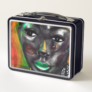 African Woman Metal Lunch Box