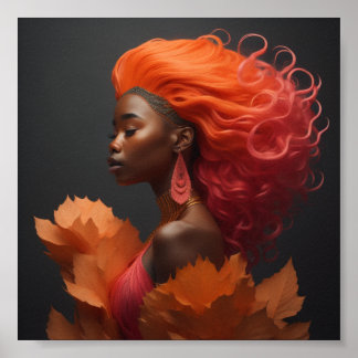 African woman orange hair poster