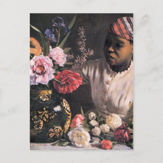 African Woman Planting Flowers in a Vase Postcard