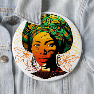African Woman Portrait with Sunset 6 Cm Round Badge