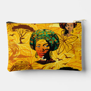 African Woman Portrait with Sunset Accessory Pouch