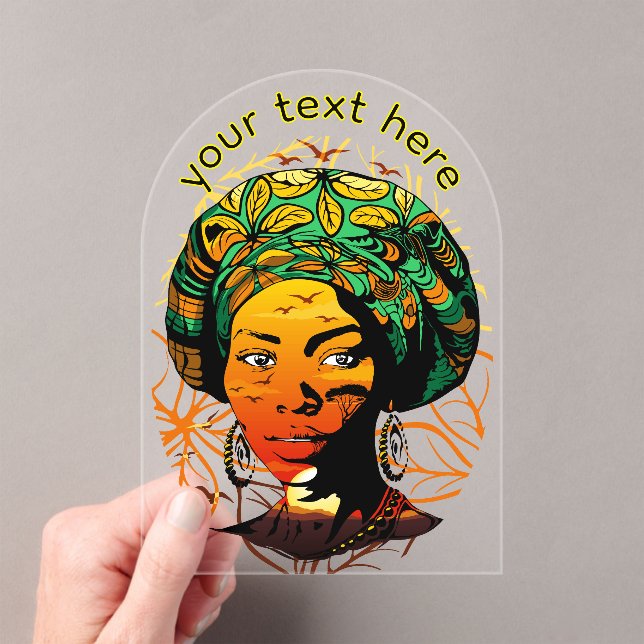 African Woman Portrait with Sunset Acrylic Invitations (Insitu (Handheld))